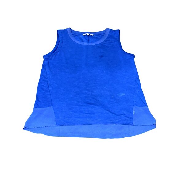 Adrienne Vittadini Royal Blue Tunic Top Sheer Chiffon Back Hem Size Large Chic - Picture 12 of 13